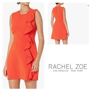 Rachel Zoe Krause Ruffle Dress Papaya Dark Coral Size 6